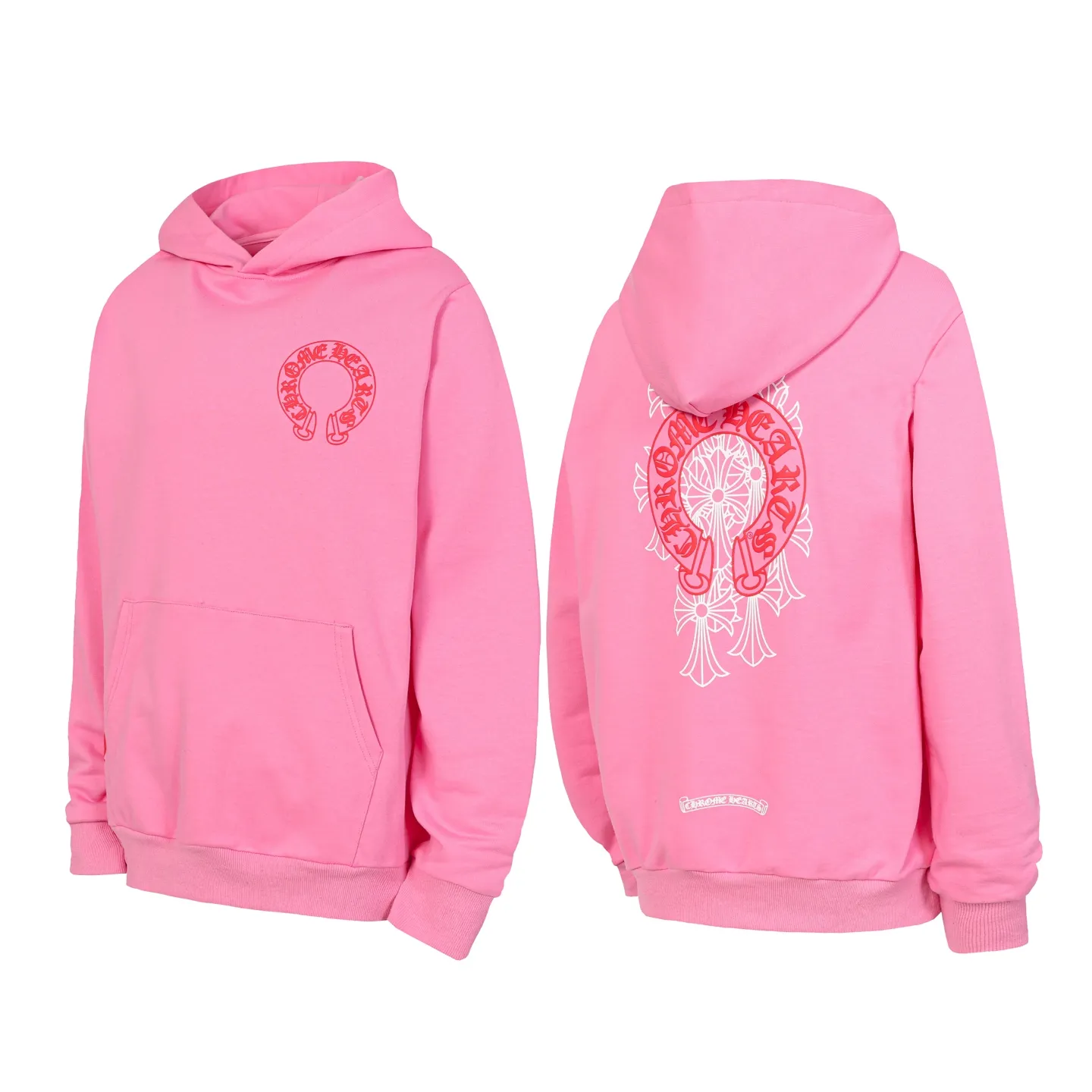P240 3193 cross-border running quantity model, please do not place an order if you pursue quality - Chrome Hearts/Chrome Hearts colorful Sanskrit horseshoe phantom print hooded sweatshirt - High weight, high density and high quality, soft, delicate and skin-friendly wool, soft and silky to the touch, excellent warmth and skin-friendly properties - Custom-woven and custom-dyed, no color difference, no matter the fabric or workmanship details, it beats the ordinary version on the market - Hardware zipper accessories are all customized, full of details -Colour: pink -Size: S M L XL